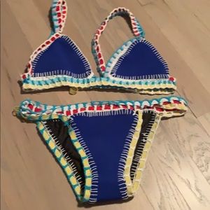 Neoprene colorful bikini swim Jamaican spanish